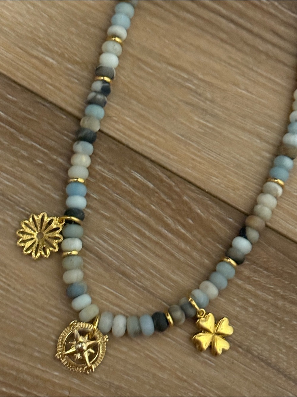 New MAYAMAR 24k gold plated amazonite beaded charm necklace - Picture 5 of 5